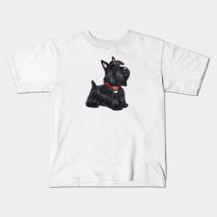 Scottish Terrier with Red Collar Kids T-Shirt